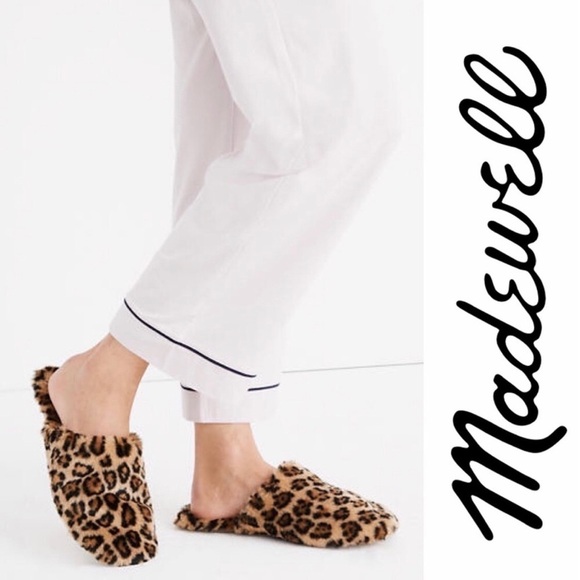 Madewell Quilted Scuff Slippers in Leopard Recycled Faux Fur Size 9 - Picture 4 of 15